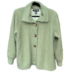 Venesha Angora Sweater Coat In Olive Green Sz M